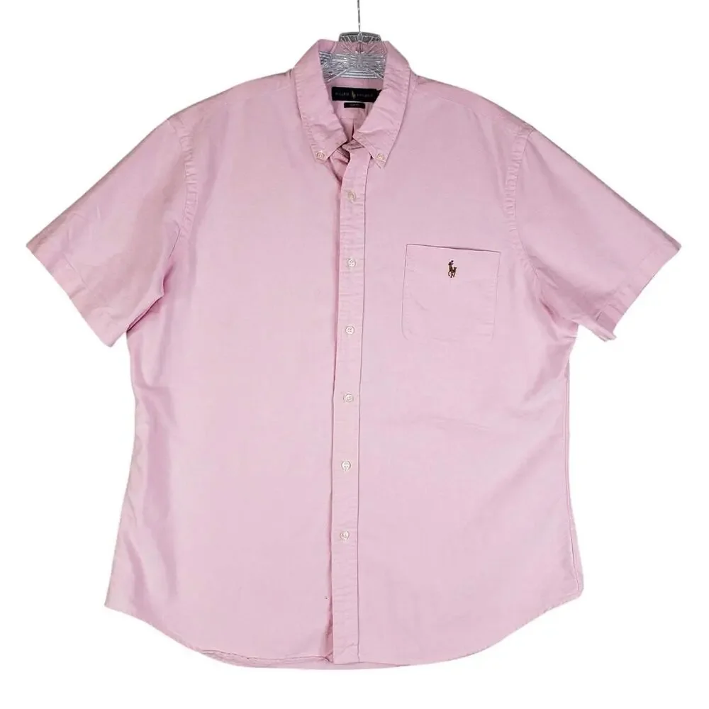 Polo Ralph Lauren Shirt Oxford Button Down Mens Size XXL SS Pink Solid